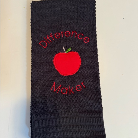 Teacher appreciation gift  Black Embroidered Kitchen Towels with Owl and Apple - Picture 7 of 9
